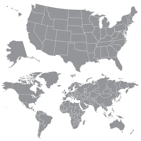 美国和世界地图 — 图库照片