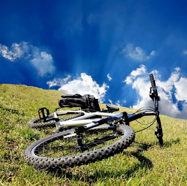Cykel på gräs — Stockfoto