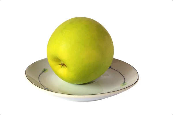 Manzana verde en plato —  Fotos de Stock