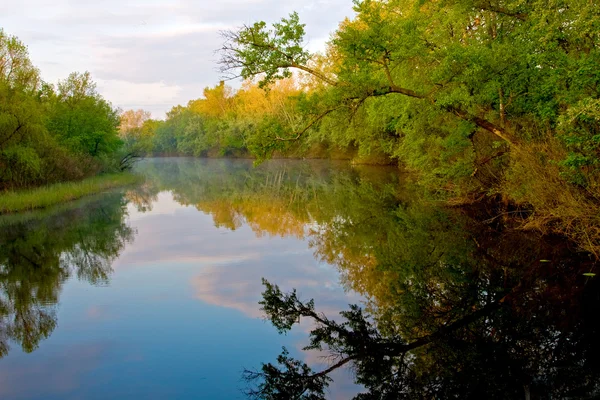 Schöner Morgen auf dem Fluss — Stockfoto