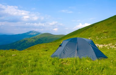 turistler çadır Dağları kampı