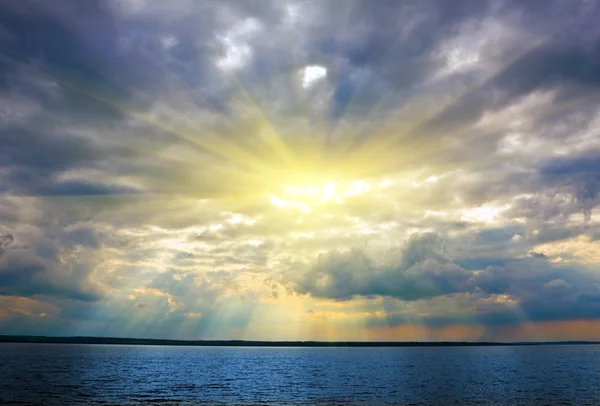 stock image Sunset over river