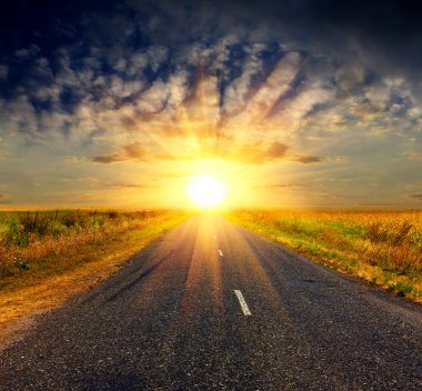 Road to sunset clipart