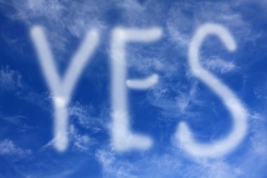 The word YES in the sky clipart