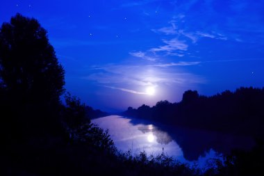gece sahne Nehri üzerinde