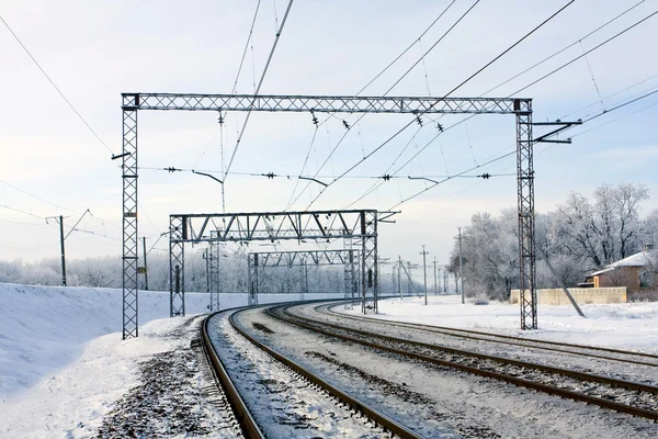 Ferroviária no inverno — Fotografia de Stock