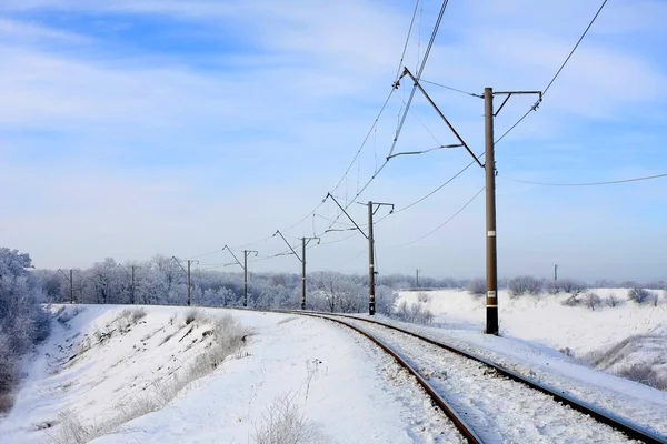 Ferroviária no inverno — Fotografia de Stock