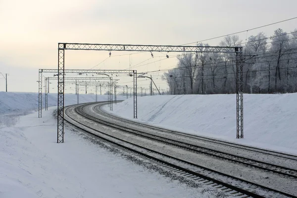 Spoorlijn weg beurt — Stockfoto