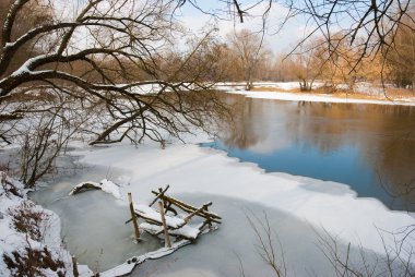 River in winter clipart