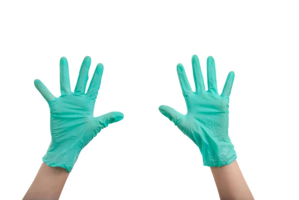 Ruce v chirurgické rukavice — Stock fotografie