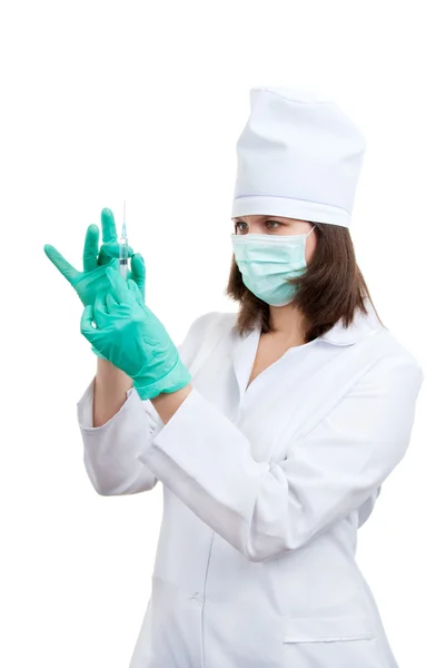 Young doctor prepares for injection — Stock Photo, Image