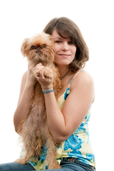 Jovem mulher com cão — Fotografia de Stock