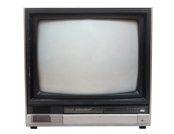Muito velho aparelho de TV isolado sobre branco — Fotografia de Stock