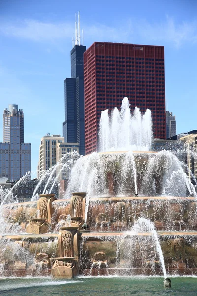 Chicago Skyline e Buckingham Fountain — Foto Stock