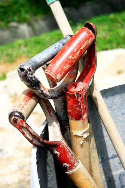 Punhos de ferramentas de construção — Fotografia de Stock