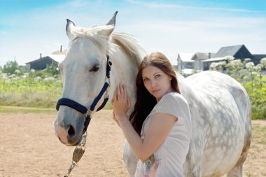 Woman and horse clipart