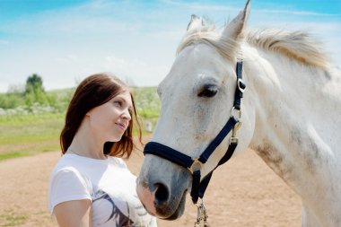 Woman and horse clipart