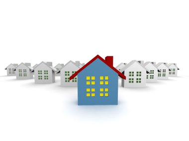 Blue outstanding 3d houses isolated clipart