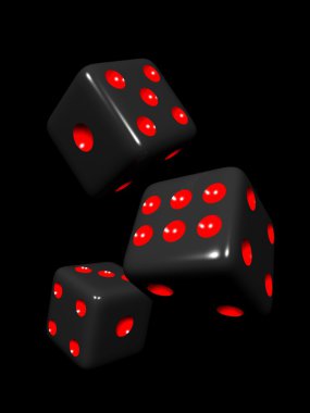 Black dice in black background clipart