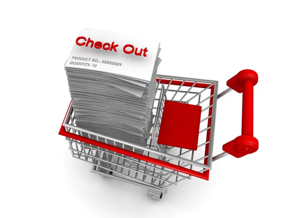 Koncept e-commerce nákupní košík rezervovat — Stock fotografie
