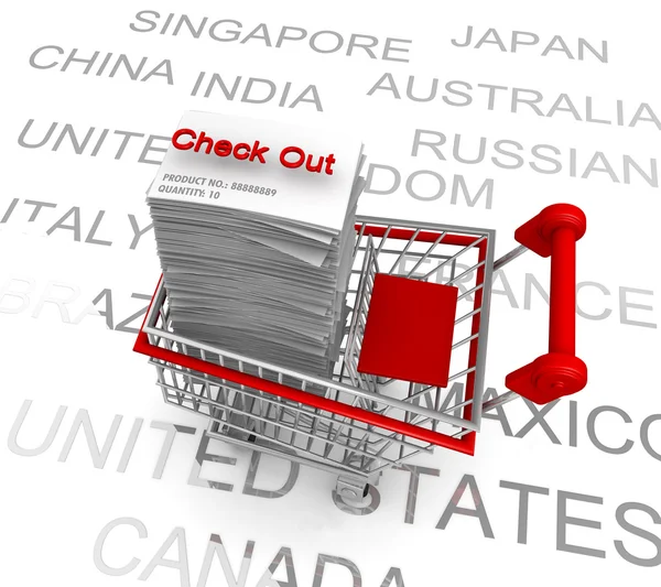 E-commerce concetto carrello della spesa per verificare — Foto Stock
