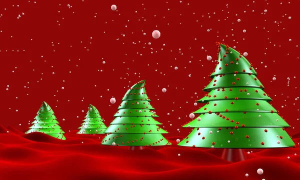 Χριστουγεννιάτικα δέντρα με χιόνι που υπάγονται greeting — Φωτογραφία Αρχείου