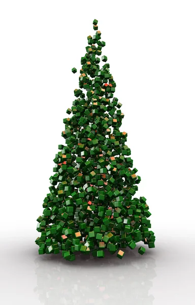 Candy Christmas tree formed by boxes 3d illustration in white background — Stock Photo, Image