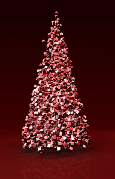 Kerstboom gevormd door blokjes 3d illustratie — Stockfoto