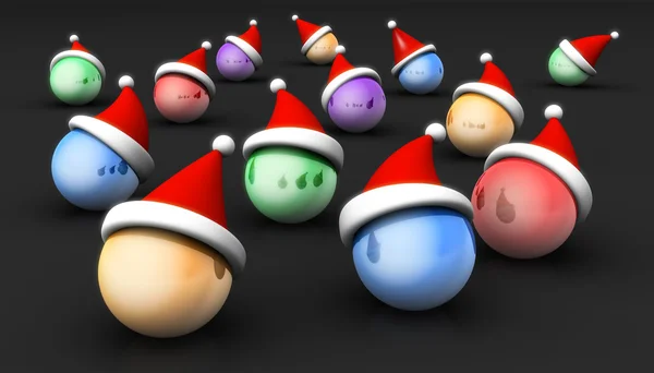 Christmas ball iklädd santa hatt hälsning koncept — Stockfoto