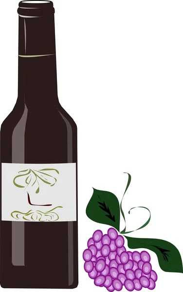 Vino y uvas — Vector de stock