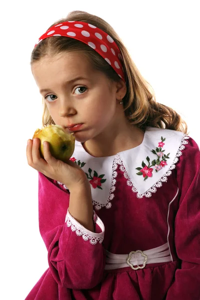 Barn och äpple — Stockfoto