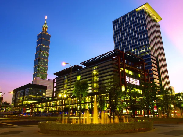 stock image Night scene and modern buildings