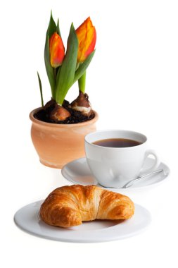 Kruvasan ve bir fincan kahve.