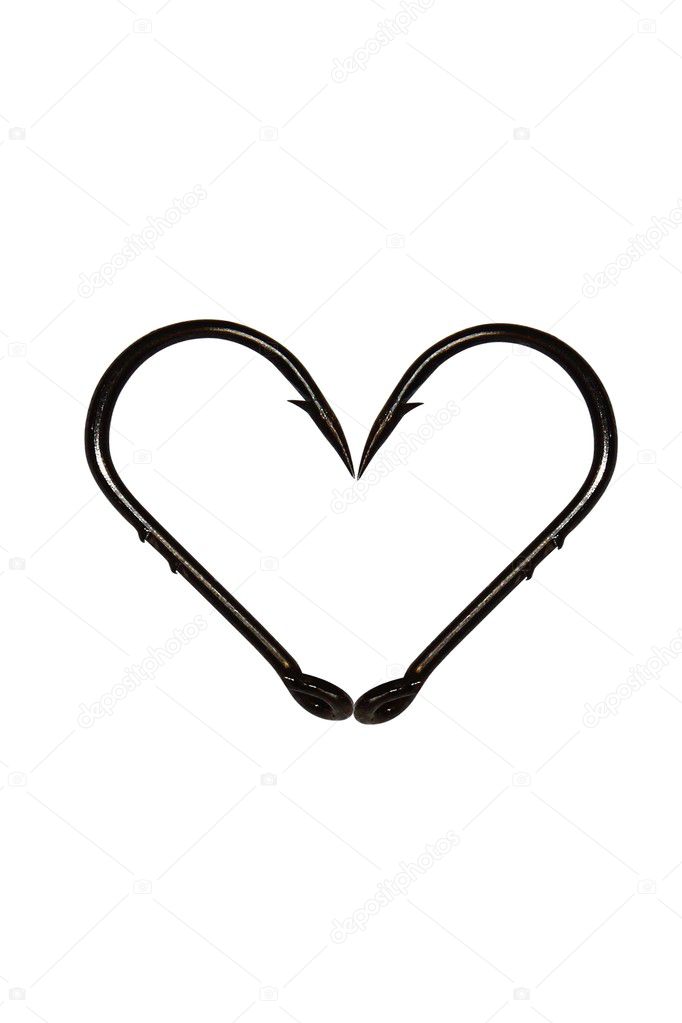 Heart from two fishing hooks