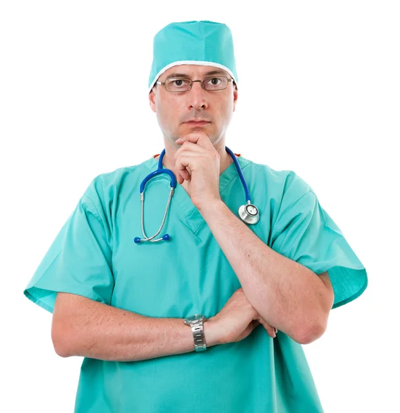 Surgeon in green scrubs — Stock Photo, Image