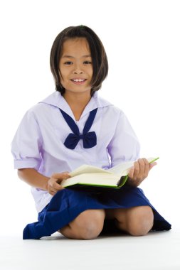 Schoolgirl with book clipart