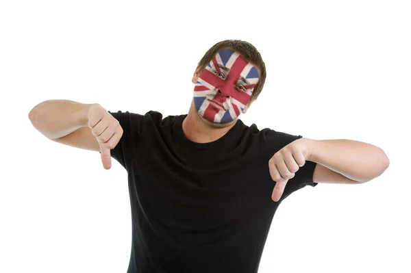 Thumbs down with union jack flag — Stock Photo, Image