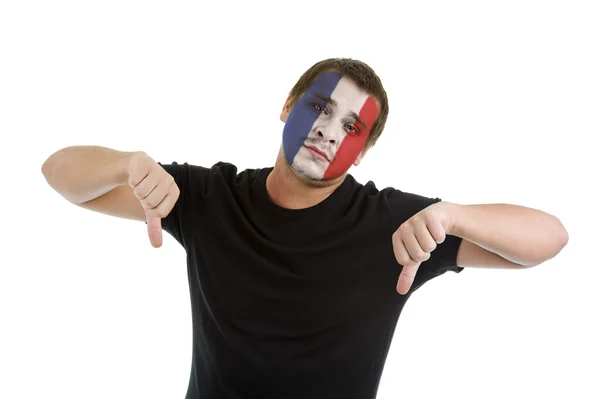 Duim omlaag met Franse vlag — Stockfoto