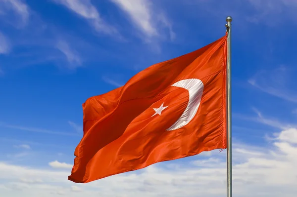 Turkish flag on a pole — Stock Photo, Image