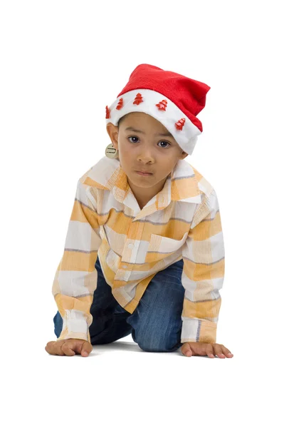Boy with santa claus hat — Stock Photo, Image