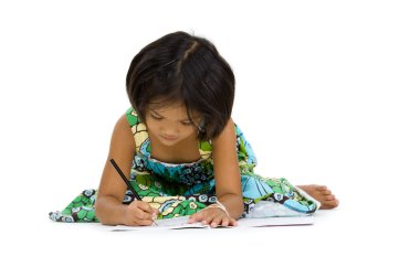 Cute girl writing clipart