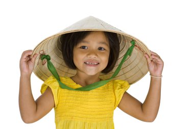 Asian farmer girl with missing teeth clipart