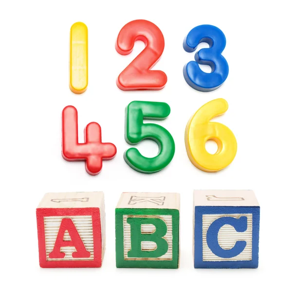 Αριθμοί abd μπλοκ αλφάβητο — Φωτογραφία Αρχείου