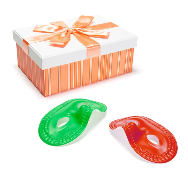 Gift Parcel and Face Masks — Stock Photo, Image