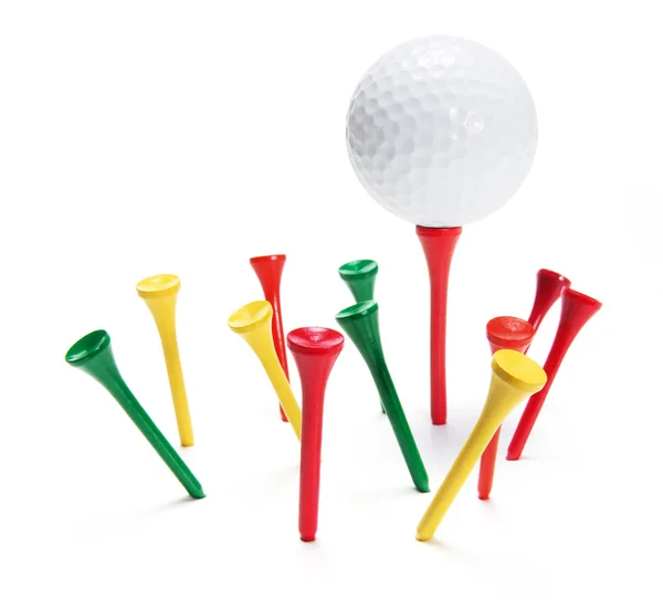 Bola de golfe e T 's — Fotografia de Stock