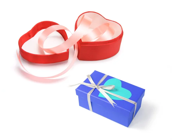 Kalp şeklinde hediye kutuları — Stok fotoğraf