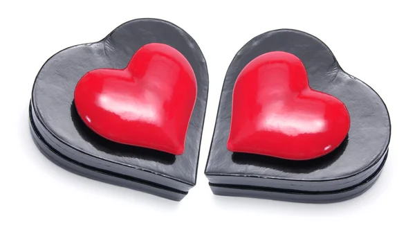 Símbolos rojos del corazón en cajas de regalo —  Fotos de Stock