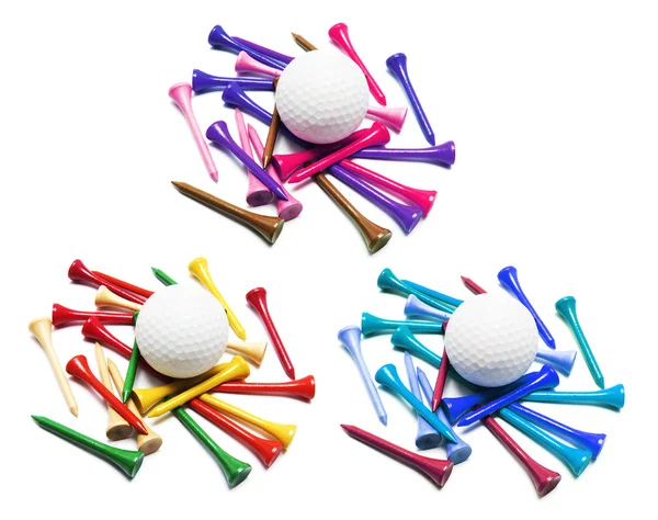 Bolas de golfe e golfe Tees — Fotografia de Stock