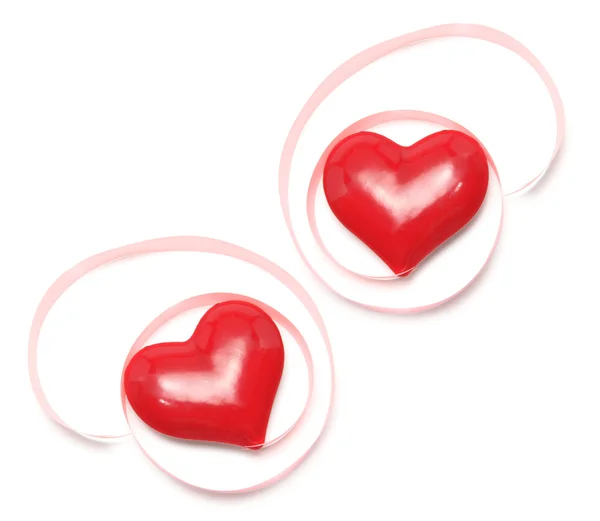 Amor corazones con cintas de regalo —  Fotos de Stock