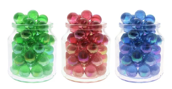 Marbles in Glass Jars — Stock Photo, Image